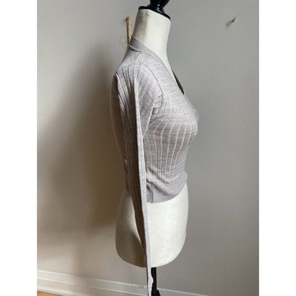 Bp "Reagan" Womens Long Sleeve BNWOT Gray Rib Crop Sweater - Picture 3 of 7